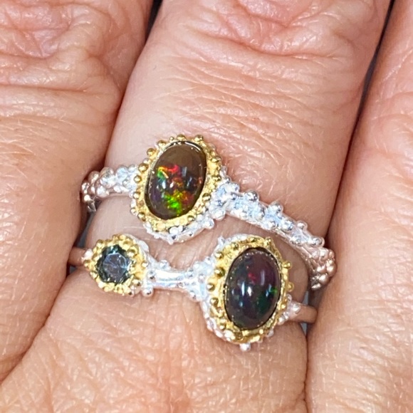 Gorgeous Genuine Ethiopian Opal Sapphire Ring - Picture 7 of 16